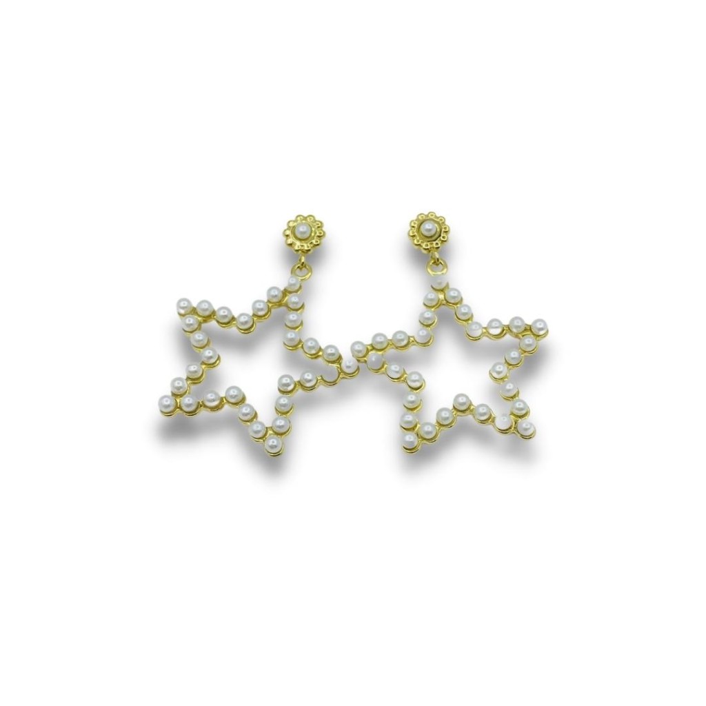Stainless steel stud earring star pearl